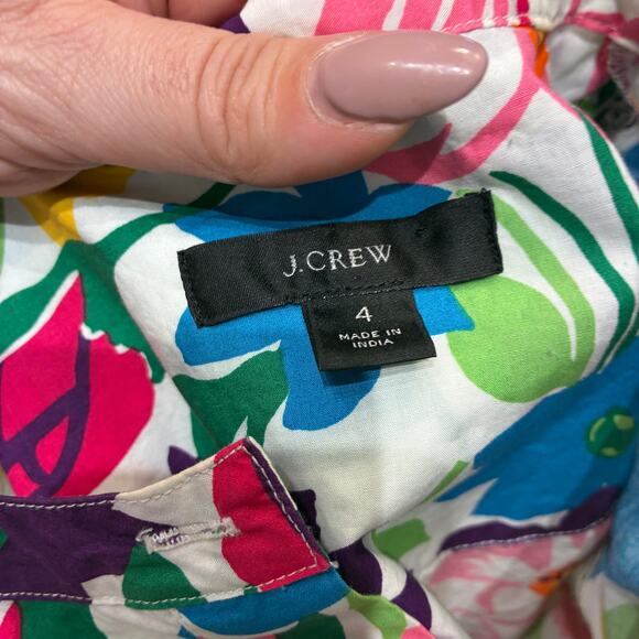 J.Crew Vibrant Garden Puff Sleeve Dress Sz 4 - Picture 4 of 8